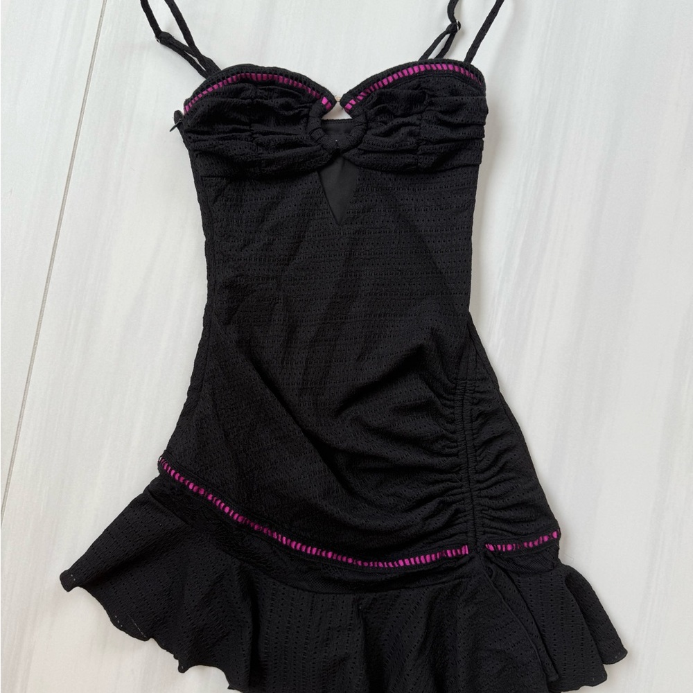 Black Dress with Pink Accents
